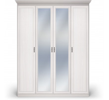 Шкаф 4-х дверный с зеркальными и глухими дверями Неаполь Ясень анкор светлый (патина "серебро") Шкаф 4-х дверный с зеркальными и глухими дверями Неаполь Ясень анкор светлый (патина "серебро")